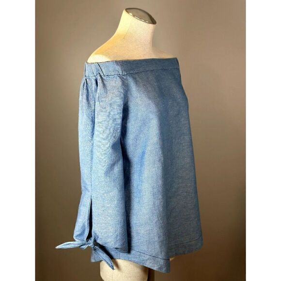 Free People Off-Shoulder Chambray Top Size XS - Picture 3 of 6